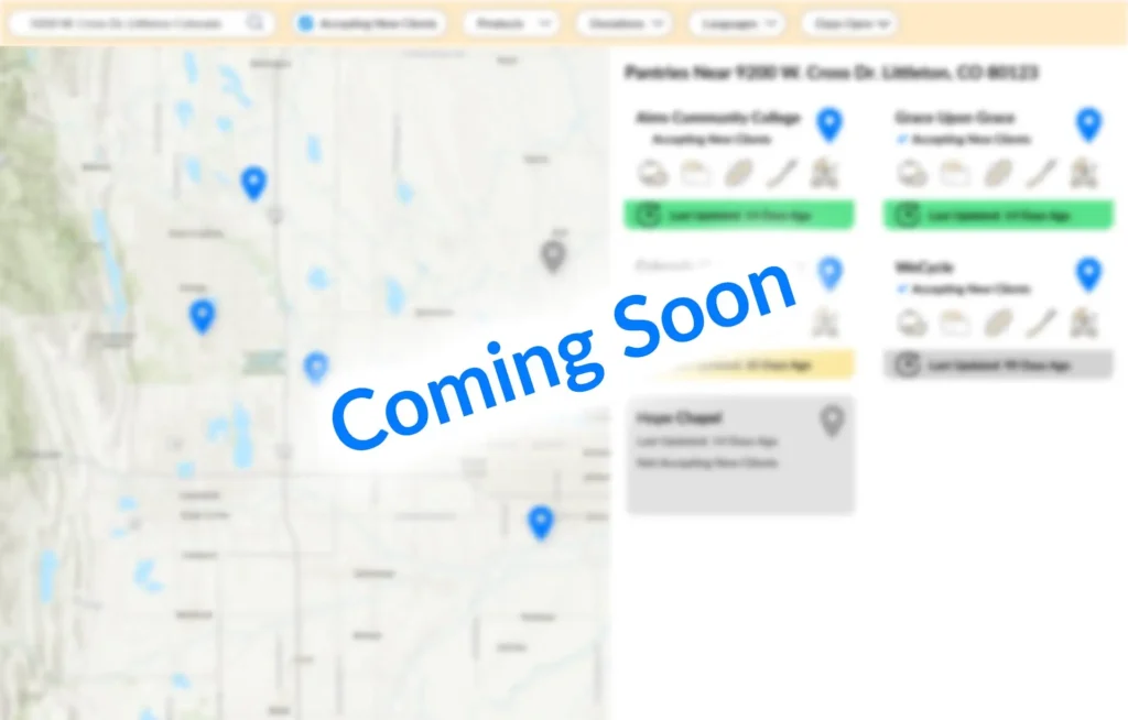 blurred version of find your pantry interface with "coming soon"